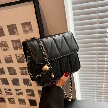 Чанта през рамо за жени, малки чанти, чанта през рамо от изкуствена кожа, дамска чанта, стилен решетеста джоб-клатч с каишка-на веригата