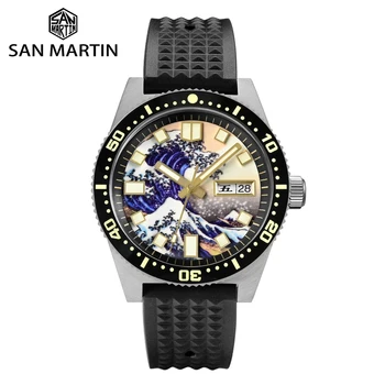 Часовник за гмуркане San Martin 40 мм 62 МА, циферблат, за да сърфирате в Канагаве, NH35, автоматични механични мъжки часовници, 20 бар, пълен светещ дата, седмица