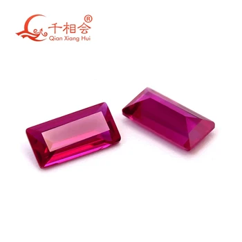 Червен цвят 1,5*3-3*5 мм багетная форма на изумруд и диамант нарязани изкуствен създаден в лаборатория рубин насипен скъпоценен камък за бижута