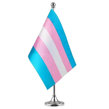 Шарени тенис на флаг, малки мини знамена за домашно плот с поставка, тенис на флаг за транссексуален, гей-гордост, метален държач хартата
