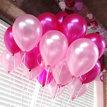 10 бр./лот, 10-инчов латексови балони с розови перли, 21 цвят, надуваеми кръгли балони, украса за партита честит рожден ден балони