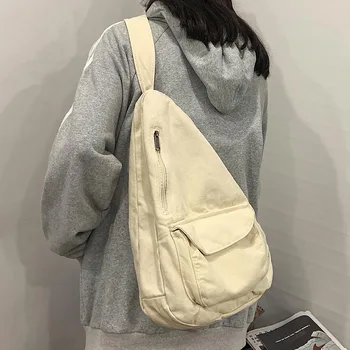 2023 Женствена чанта през рамо, холщовая чанта-месинджър, нова тенденция, модни универсална женска чанта, однотонная висококачествена дамска чанта на гърдите