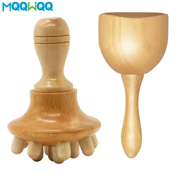 Масажор с дървени гъби, Шведската Чаша, Масажен Инструмент за Дървесна терапия - Мадеротерапия, лимфен дренаж, Антицелулитен, За корекция на фигурата