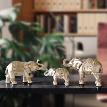 Семеен Фигурка на слон от смола, Тайланд, статуя на слон, за офис, Хол, декорации за дома ръчно изработени сладки Животни, бижута
